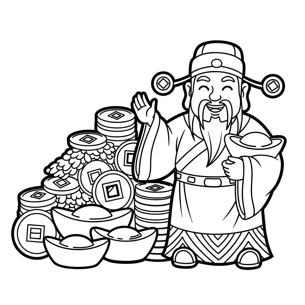 coloriage Dieu de la Richesse pour enfants a imprimer gratuit