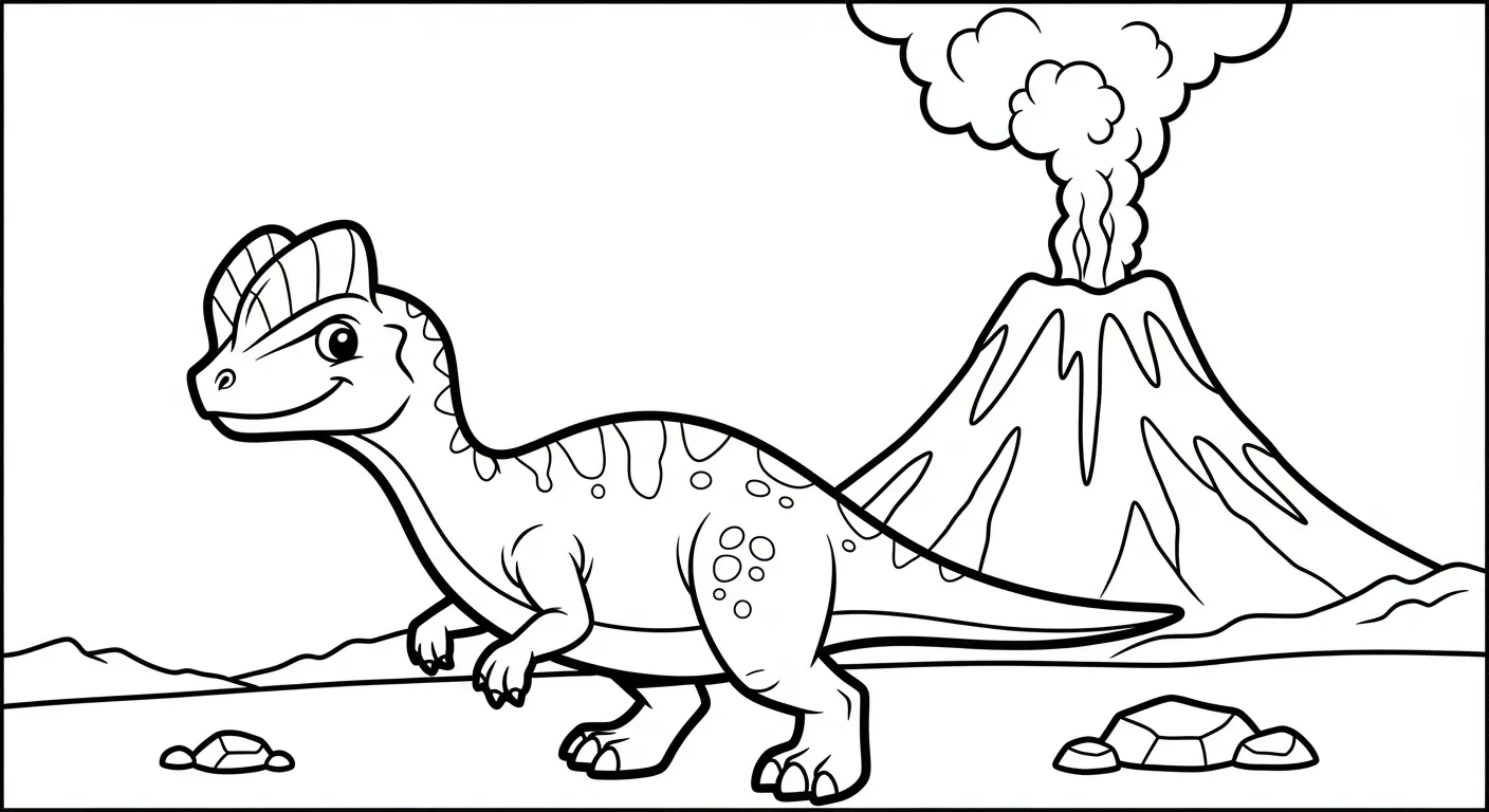 coloriage Dilophosaurus pour enfant de 2 ans