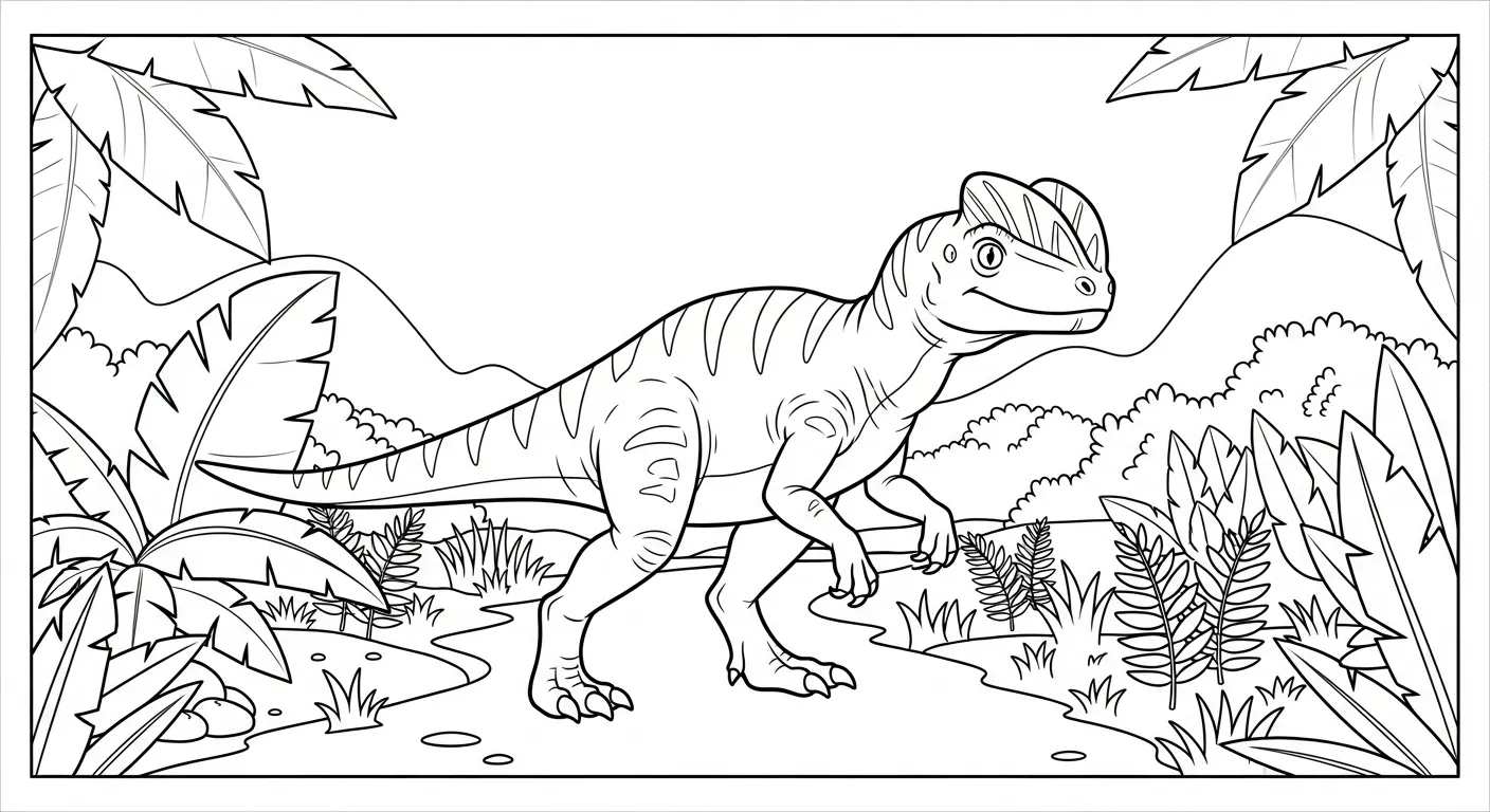 coloriage Dilophosaurus pour primaire 2