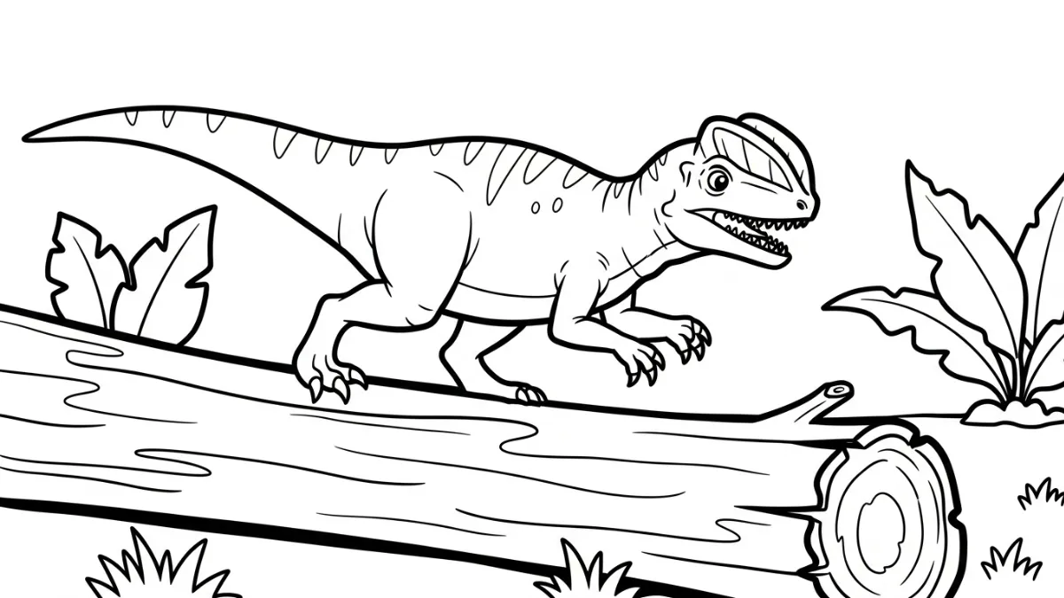coloriage Dilophosaurus à imprimer kawaii