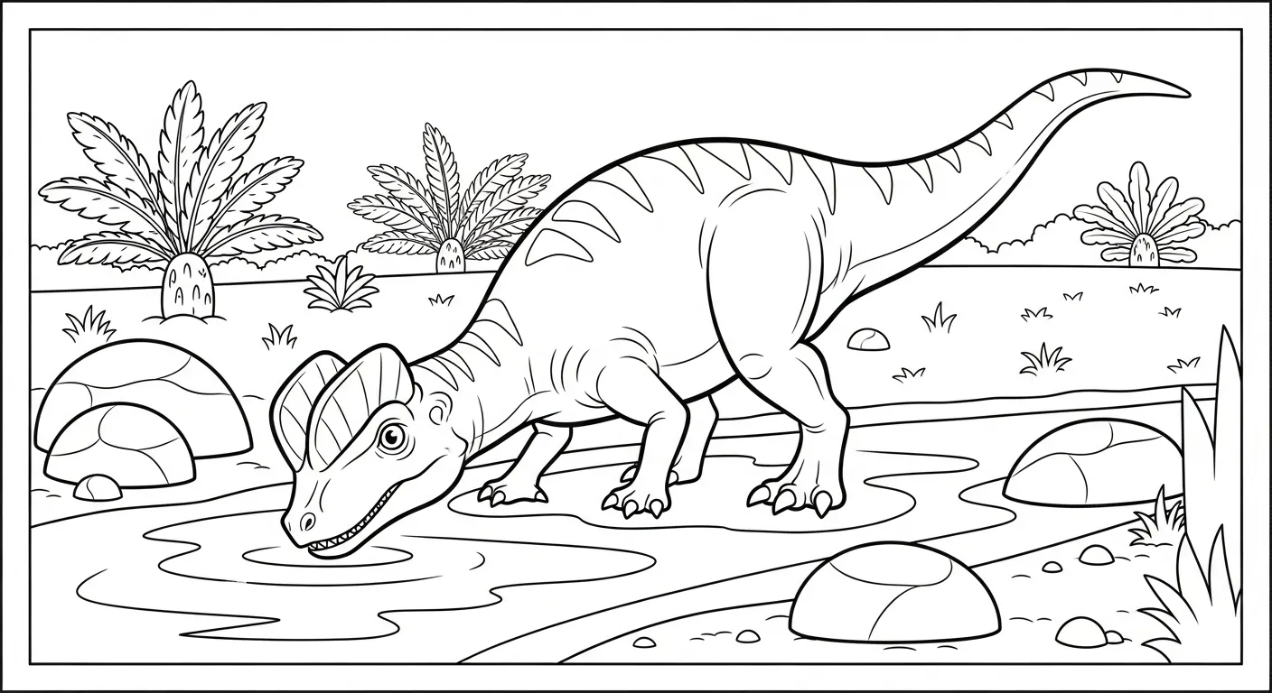 coloriage Dilophosaurus à imprimer pdf gratuit 1