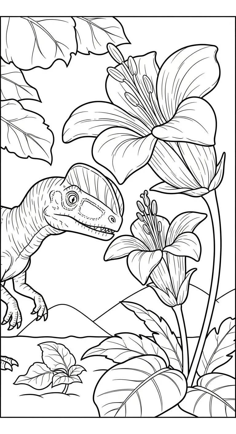 coloriage Dilophosaurus pour enfant de 10 ans 1