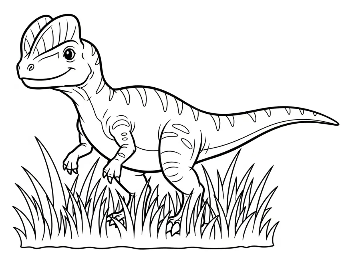coloriage Dilophosaurus à imprimer pour enfant de 12 ans