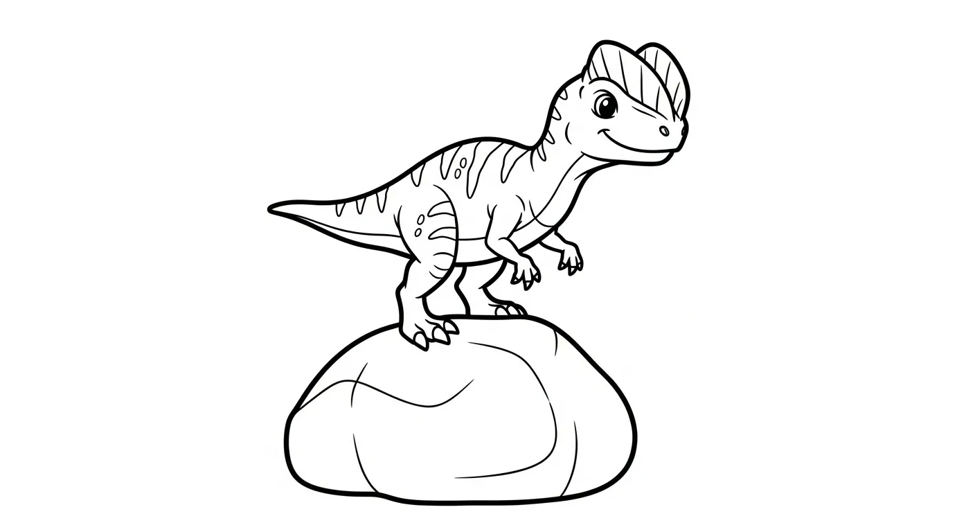 coloriage Dilophosaurus à imprimer pour enfant de 6 ans