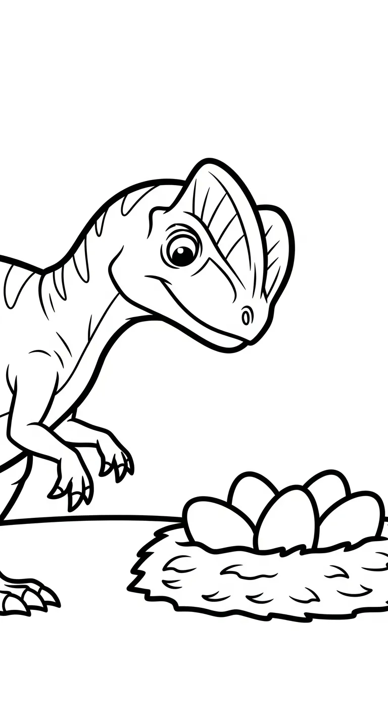 coloriage Dilophosaurus a imprimer pour enfant de 4 ans