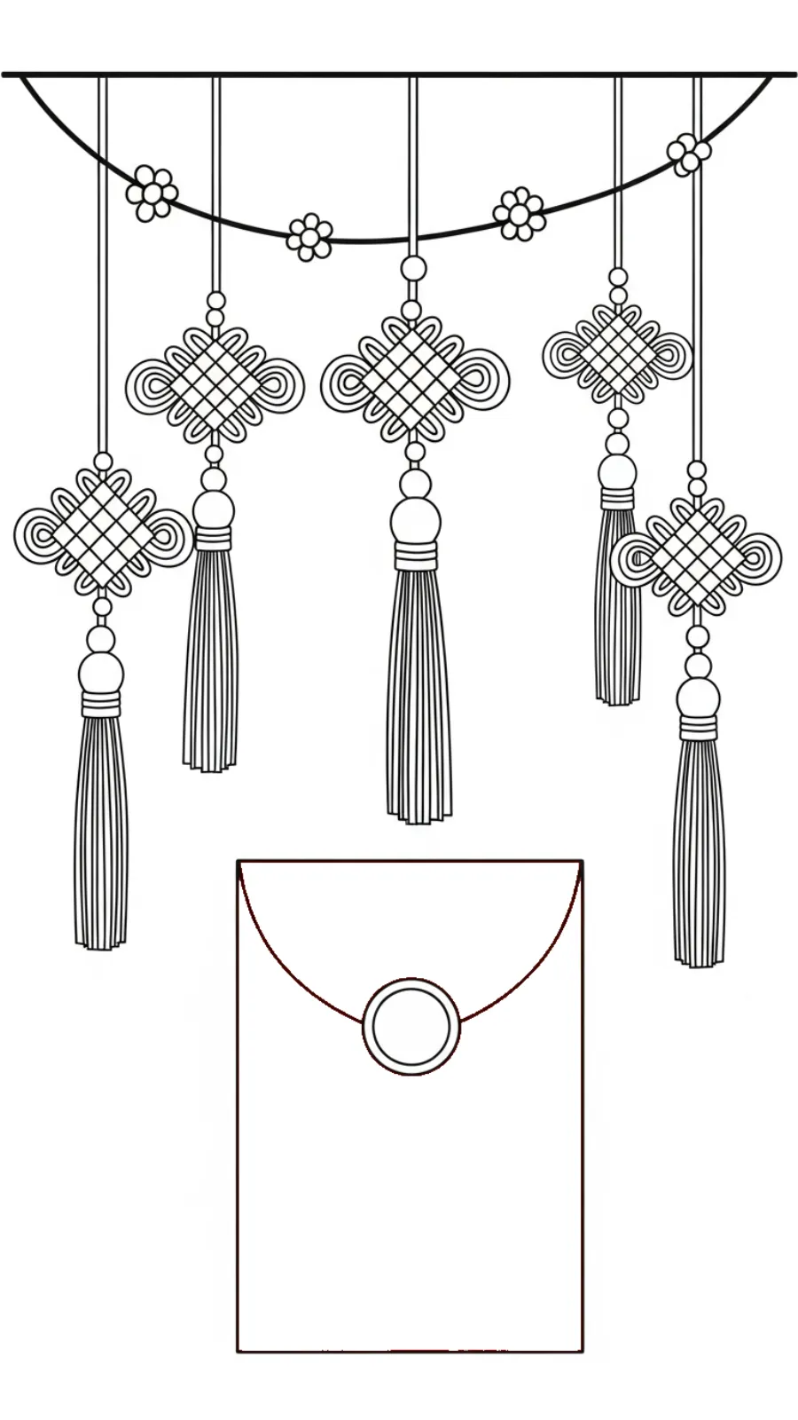 coloriage Enveloppe Rouge et decoupage a imprimer gratuit