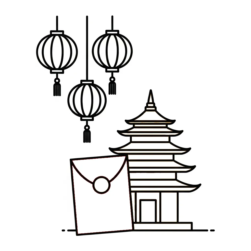 coloriage Enveloppe Rouge educatif pour enfant