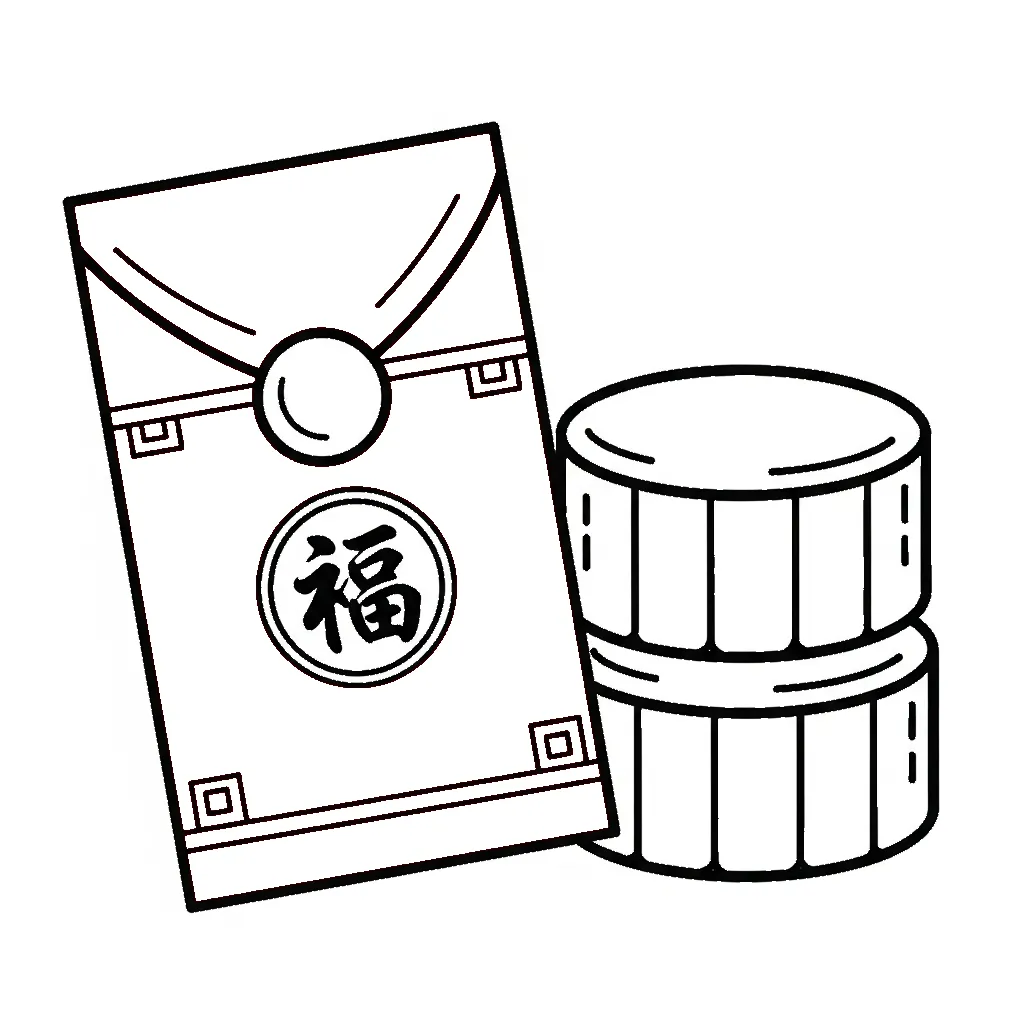 coloriage Enveloppe Rouge à imprimer pour enfant de 8 ans