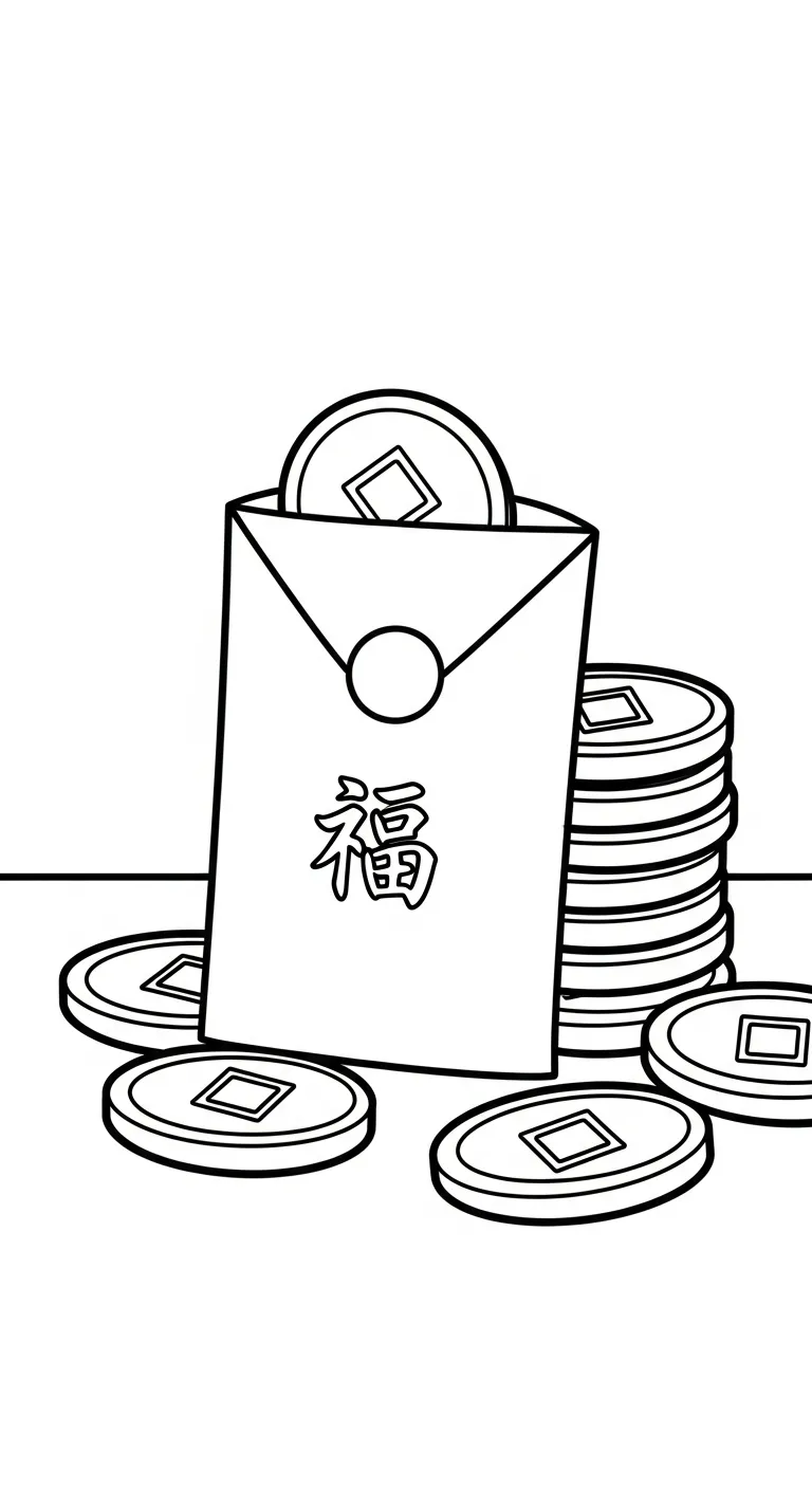 coloriage Enveloppe Rouge a telecharger