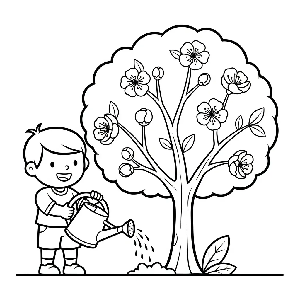 imprimer coloriage Fleur de Pêche gratuit