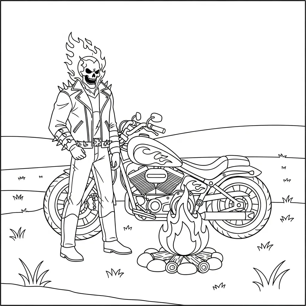 coloriage Ghost Rider pour enfant de 5 ans