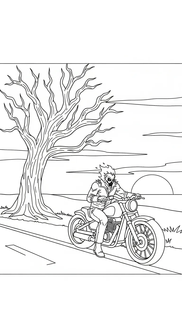 coloriage Ghost Rider à imprimer pour enfant de 7 ans