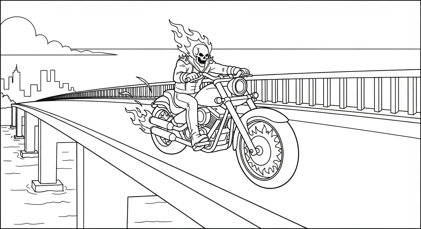 coloriage Ghost Rider à imprimer pour enfant de 9 ans