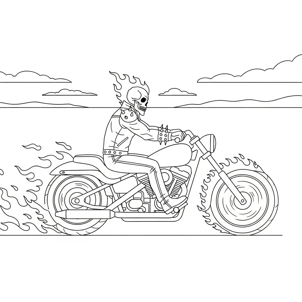 coloriage Ghost Rider pour enfant de 6 ans