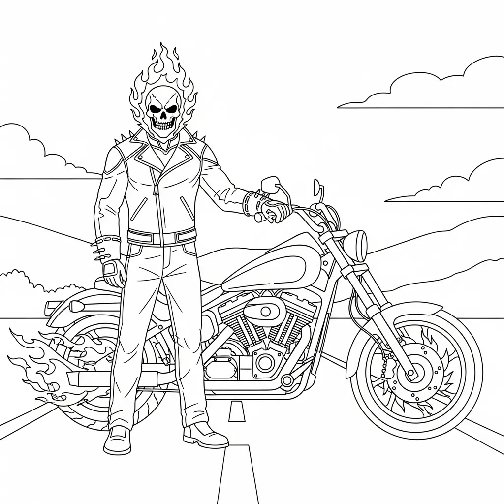 coloriage Ghost Rider à imprimer pour enfant de 10 ans