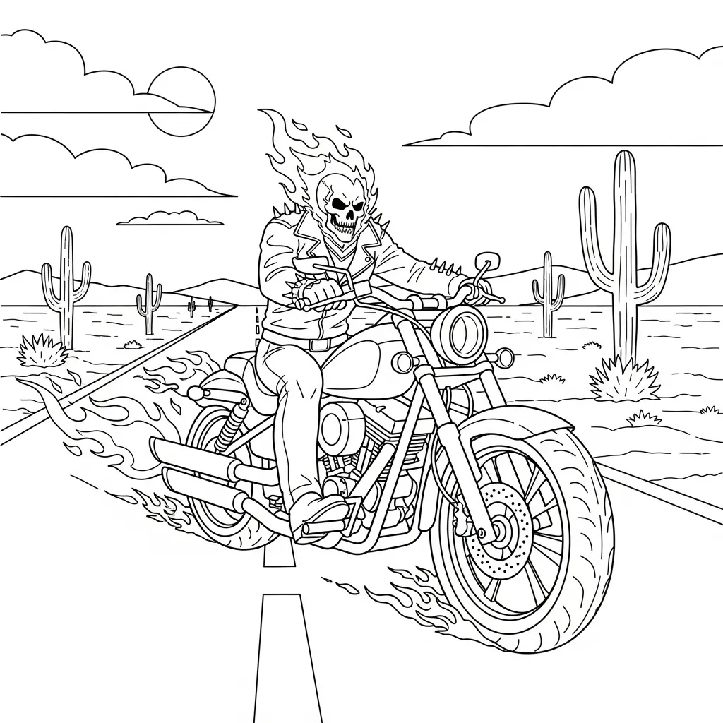 coloriage Ghost Rider pour enfants a imprimer