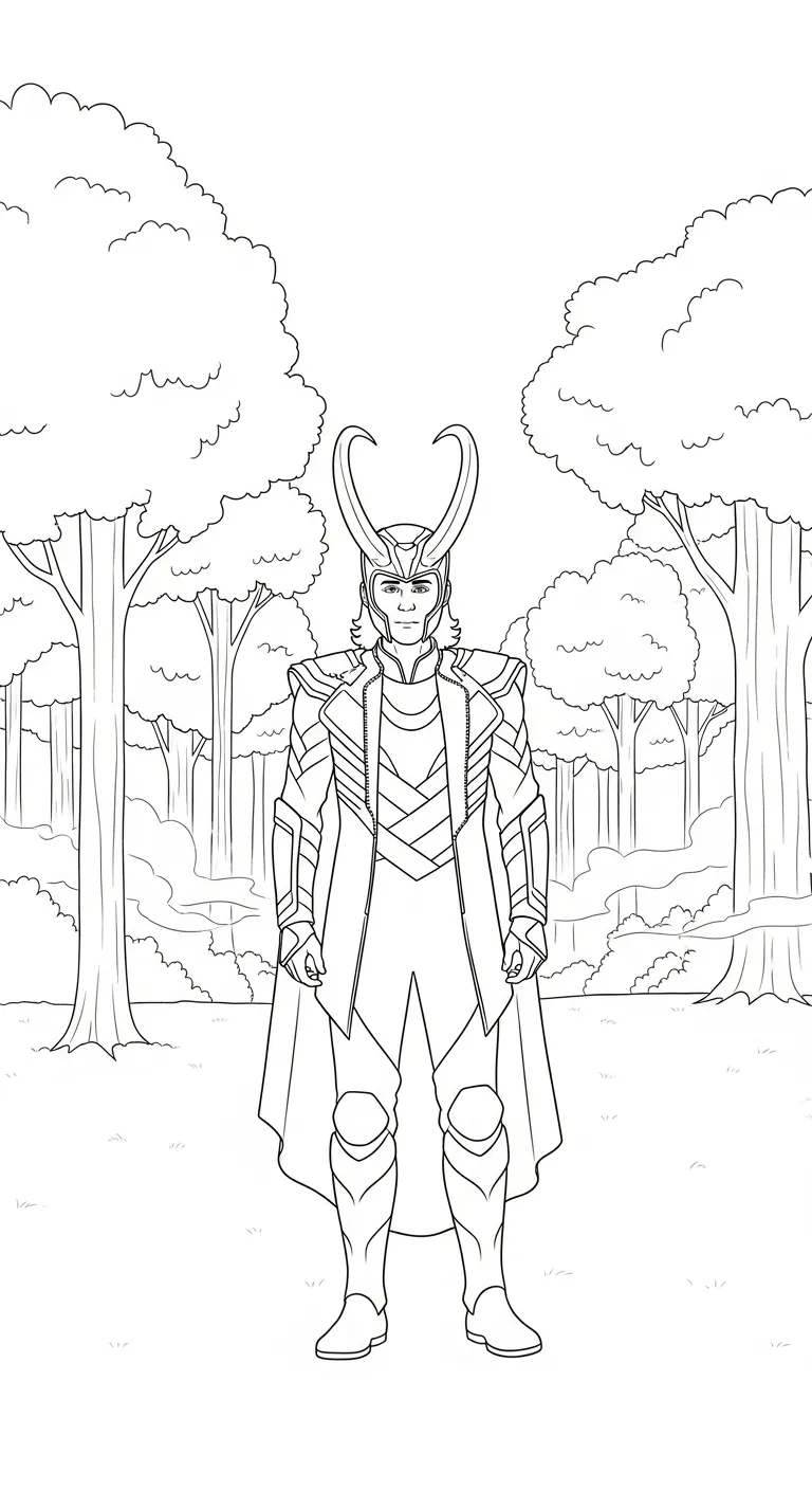 coloriage Loki Marvel à imprimer pour enfant de 8 ans