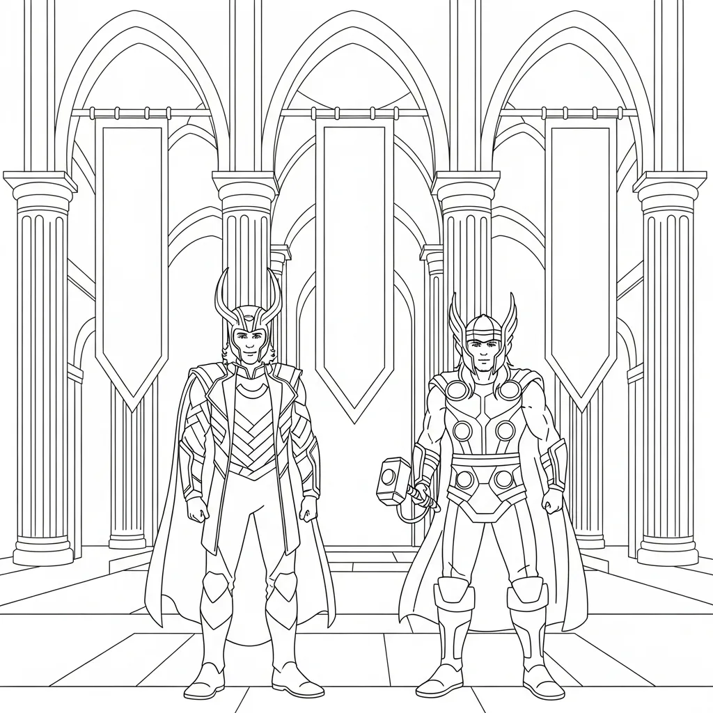 coloriage Loki Marvel a imprimer pour enfant de 4 ans