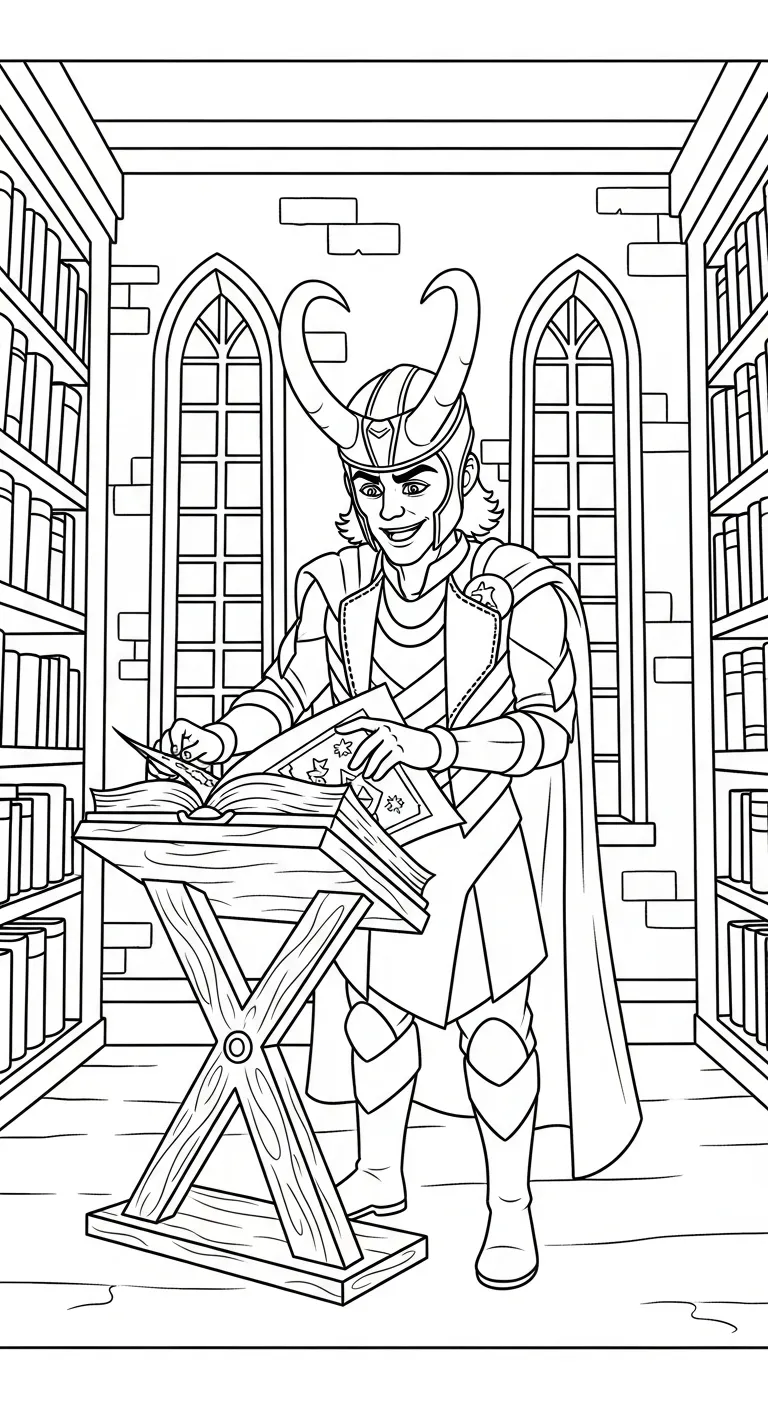 coloriage Loki Marvel pour enfant de 7 ans 1