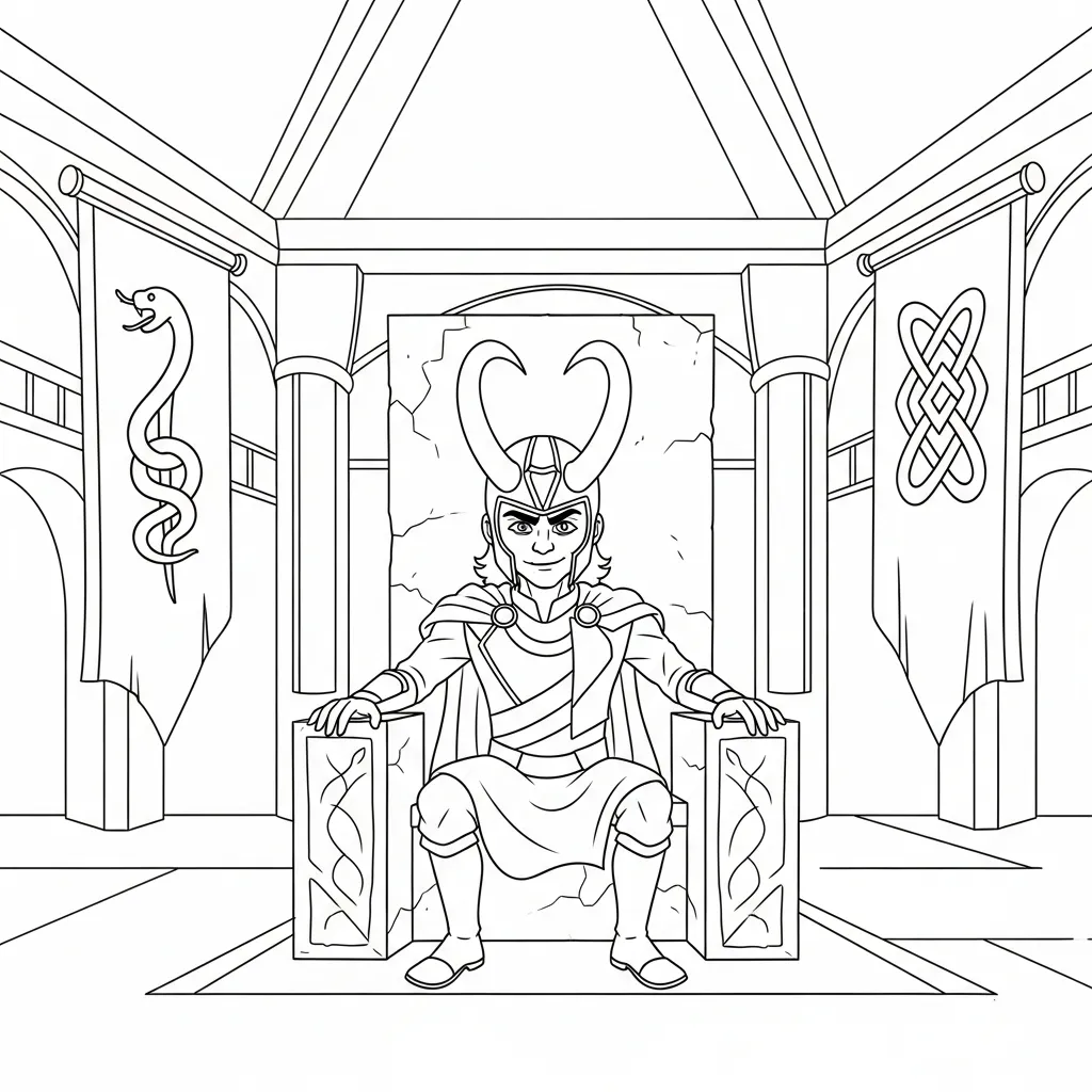 coloriage Loki Marvel pour enfant de 8 ans