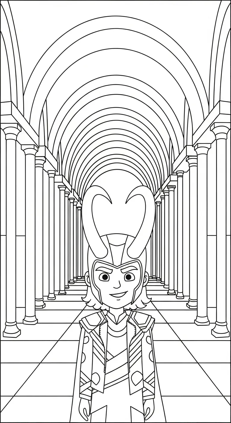 coloriage Loki Marvel d'enfant a imprimer