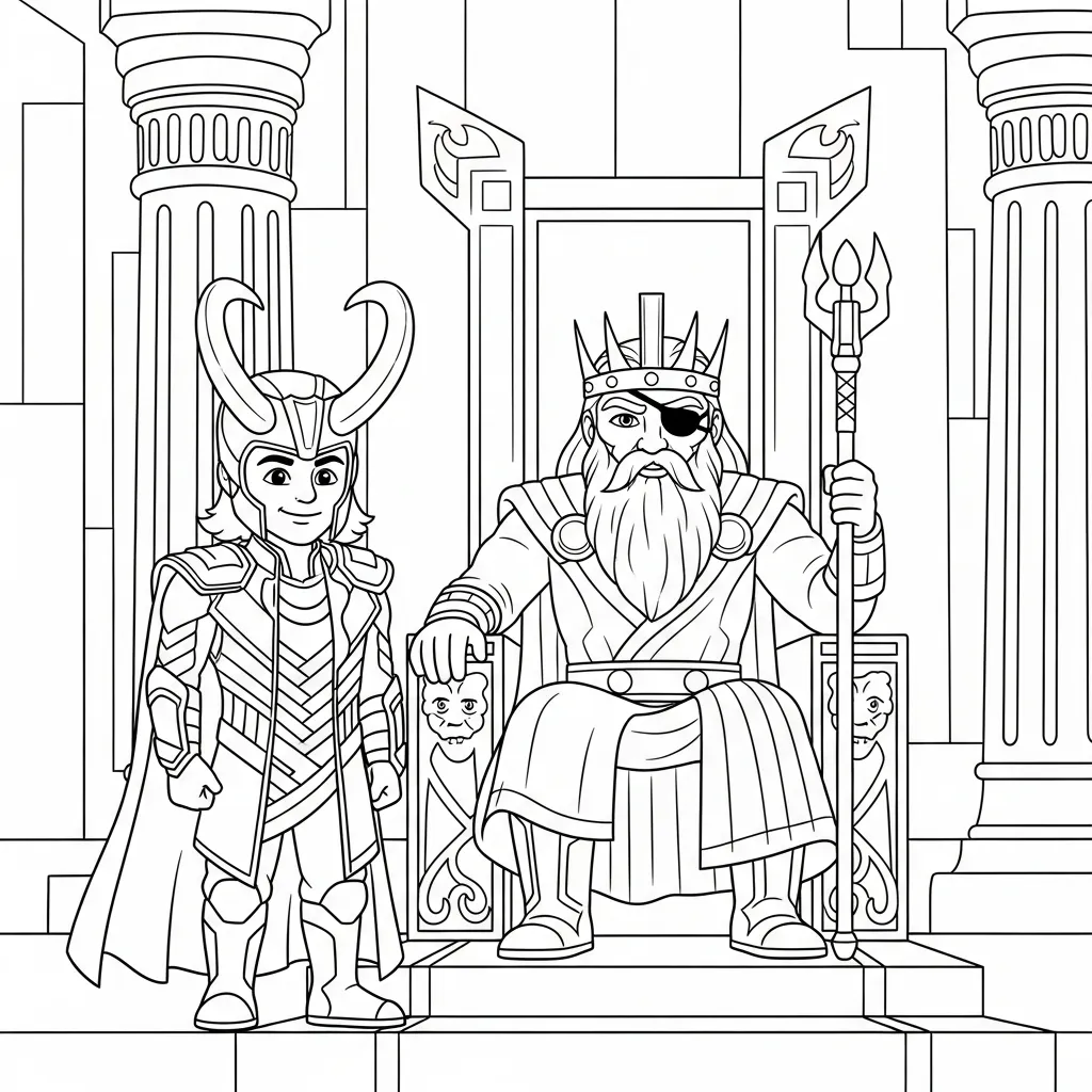 coloriage Loki Marvel educatif pour enfant