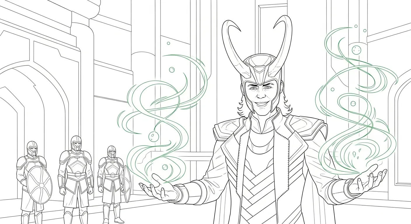 coloriage Loki Marvel pour enfant de 10 ans