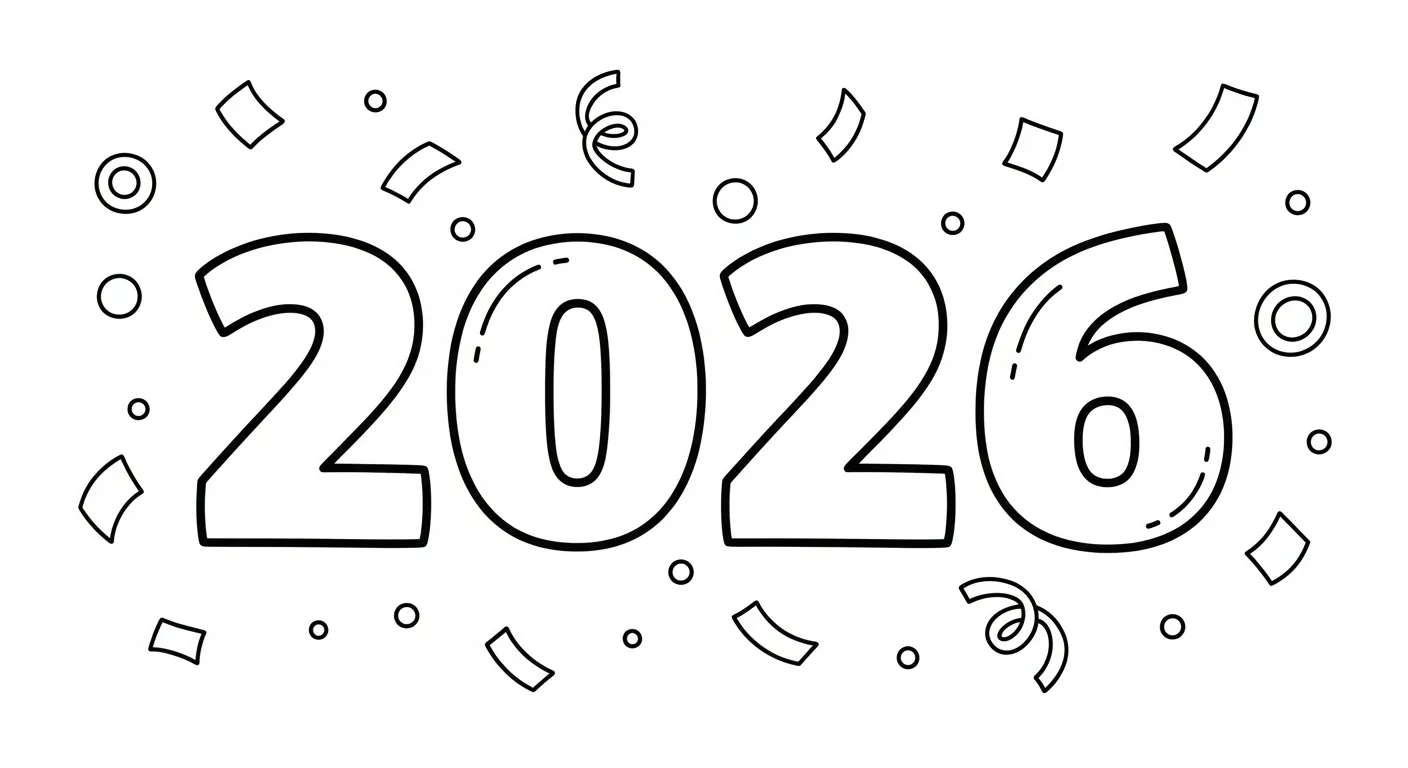 coloriage Nouvel An 2026 et découpage à imprimer 1