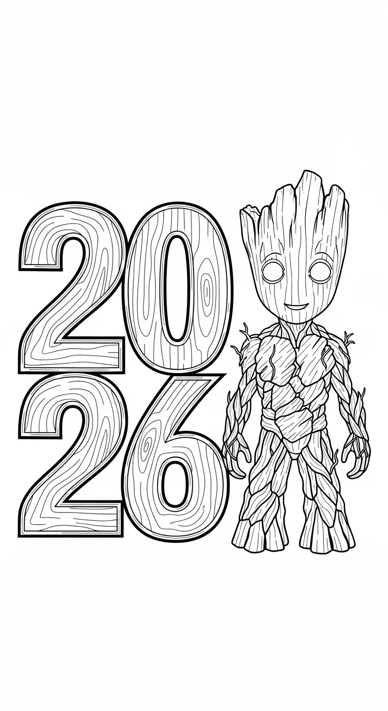 coloriage Nouvel An 2026 pour enfant de 2 ans 1
