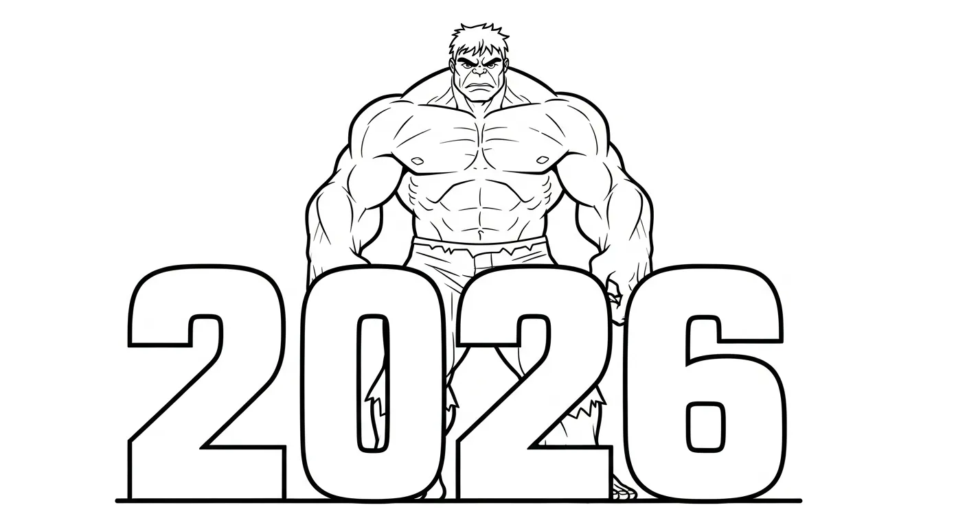 coloriage Nouvel An 2026 pour enfant de 7 ans