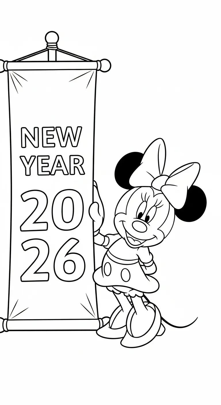 coloriage Nouvel An 2026 à imprimer pour enfants