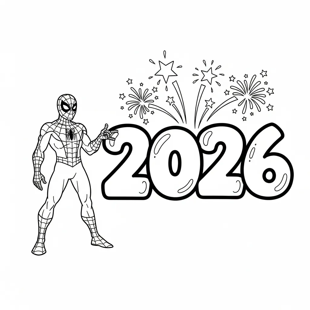 coloriage Nouvel An 2026 à imprimer gratuit 1