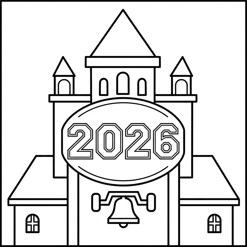 coloriage Nouvel An 2026 pour enfant de 2 ans