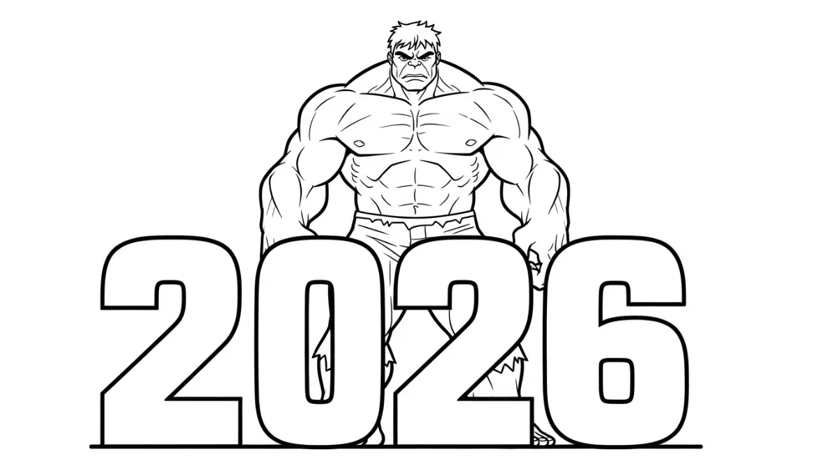 coloriage Nouvel An 2026 a imprimer pour enfant de 4 ans