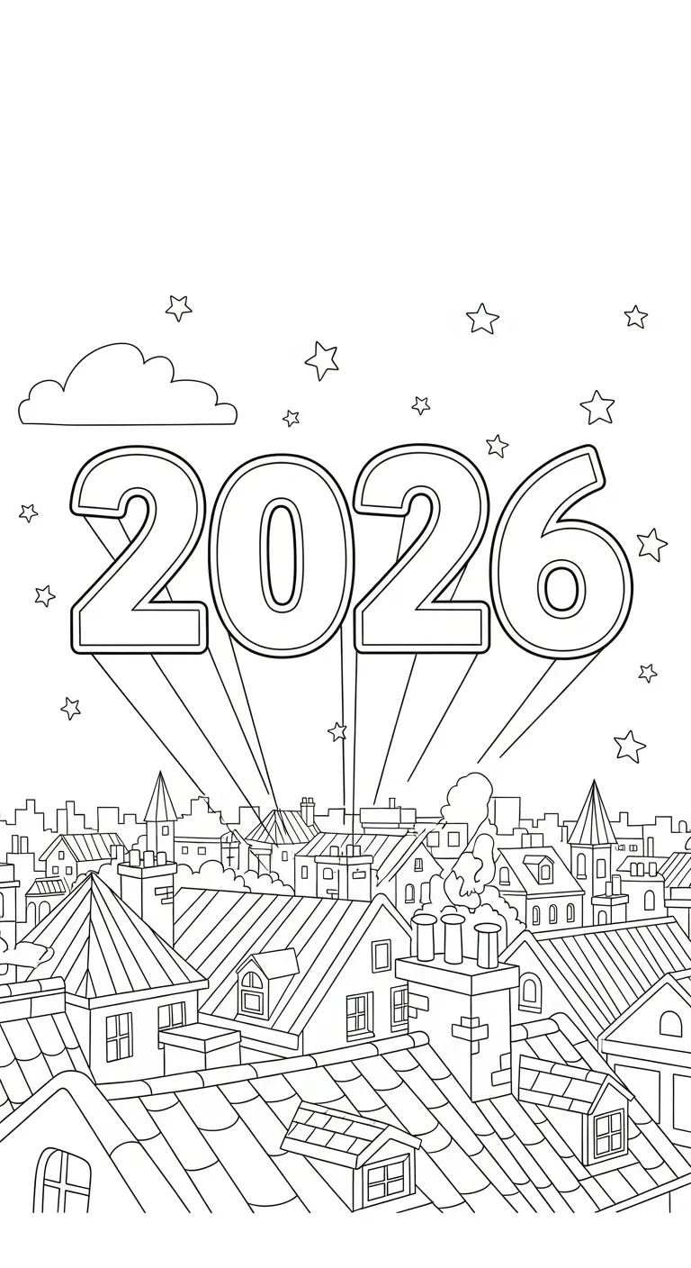 coloriage Nouvel An 2026 gratuit à imprimer 1