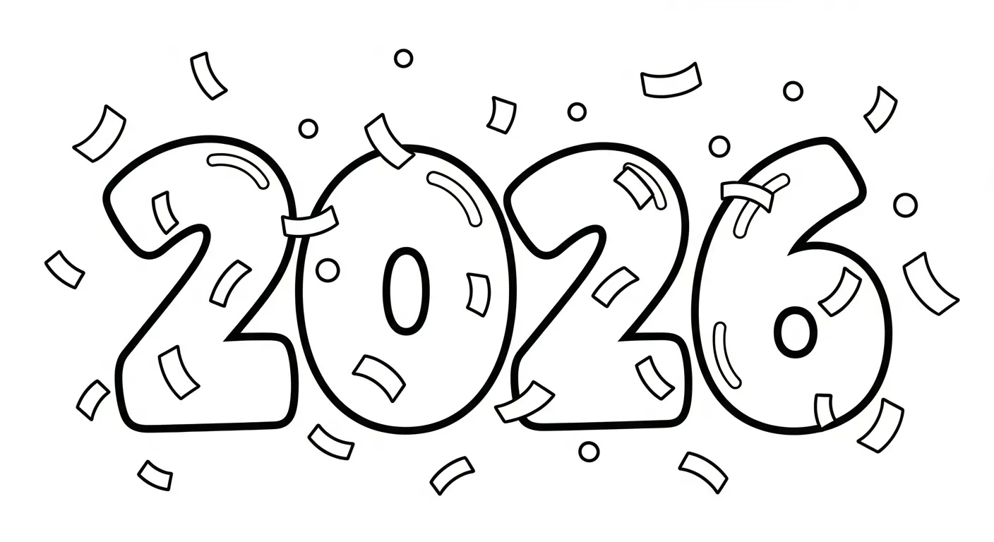 coloriage Nouvel An 2026 pour primaire