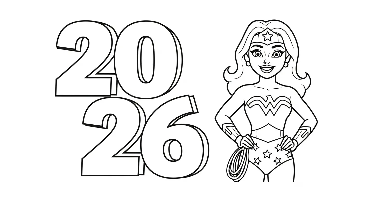 coloriage Nouvel An 2026 à imprimer pour enfant de 7 ans