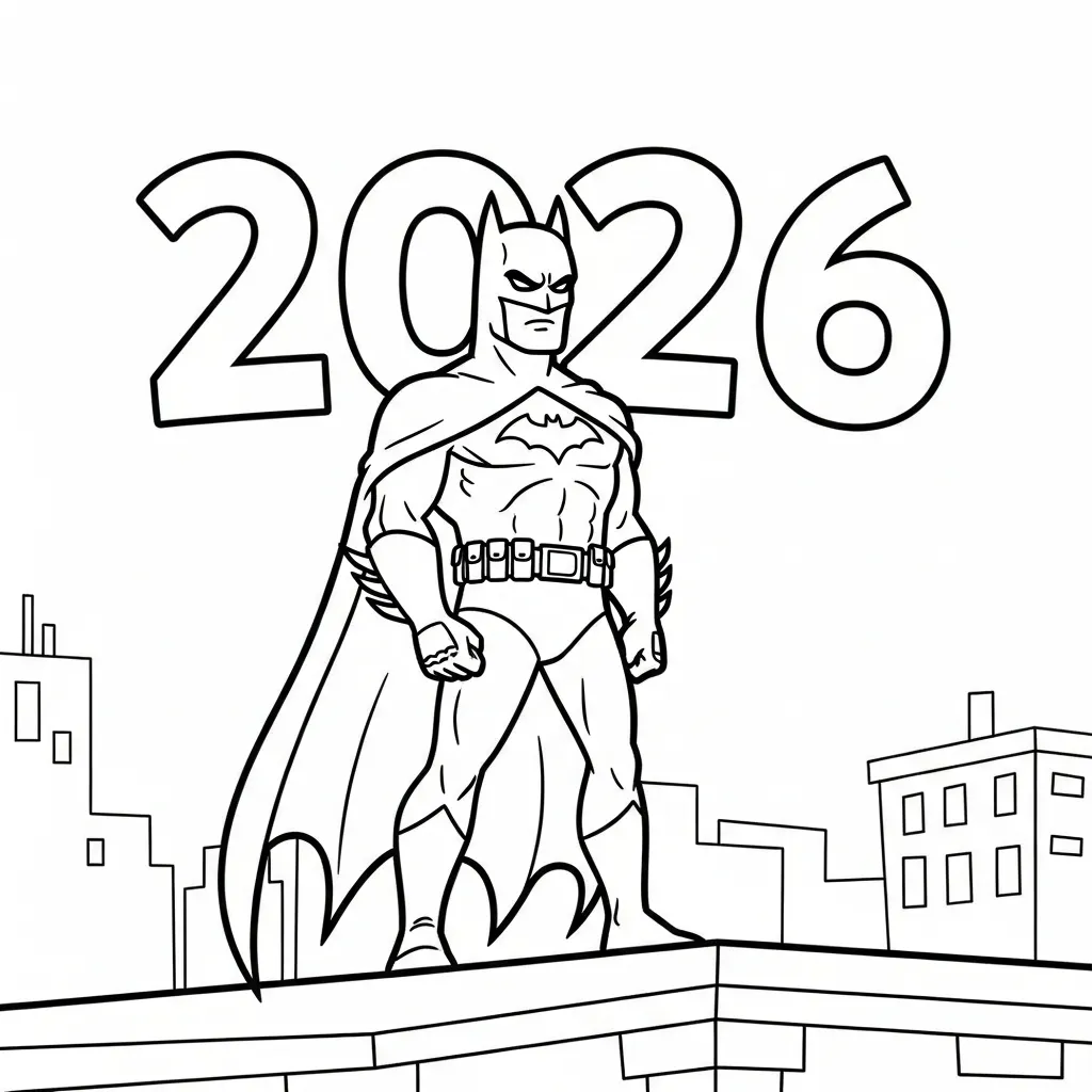 coloriage Nouvel An 2026 pour enfants à imprimer