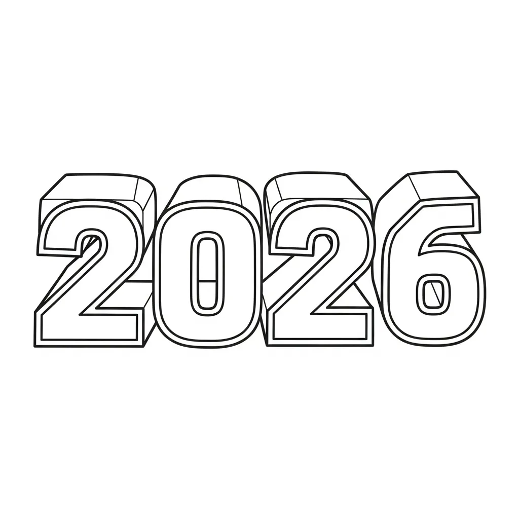 coloriage Nouvel An 2026 à imprimer a4 1