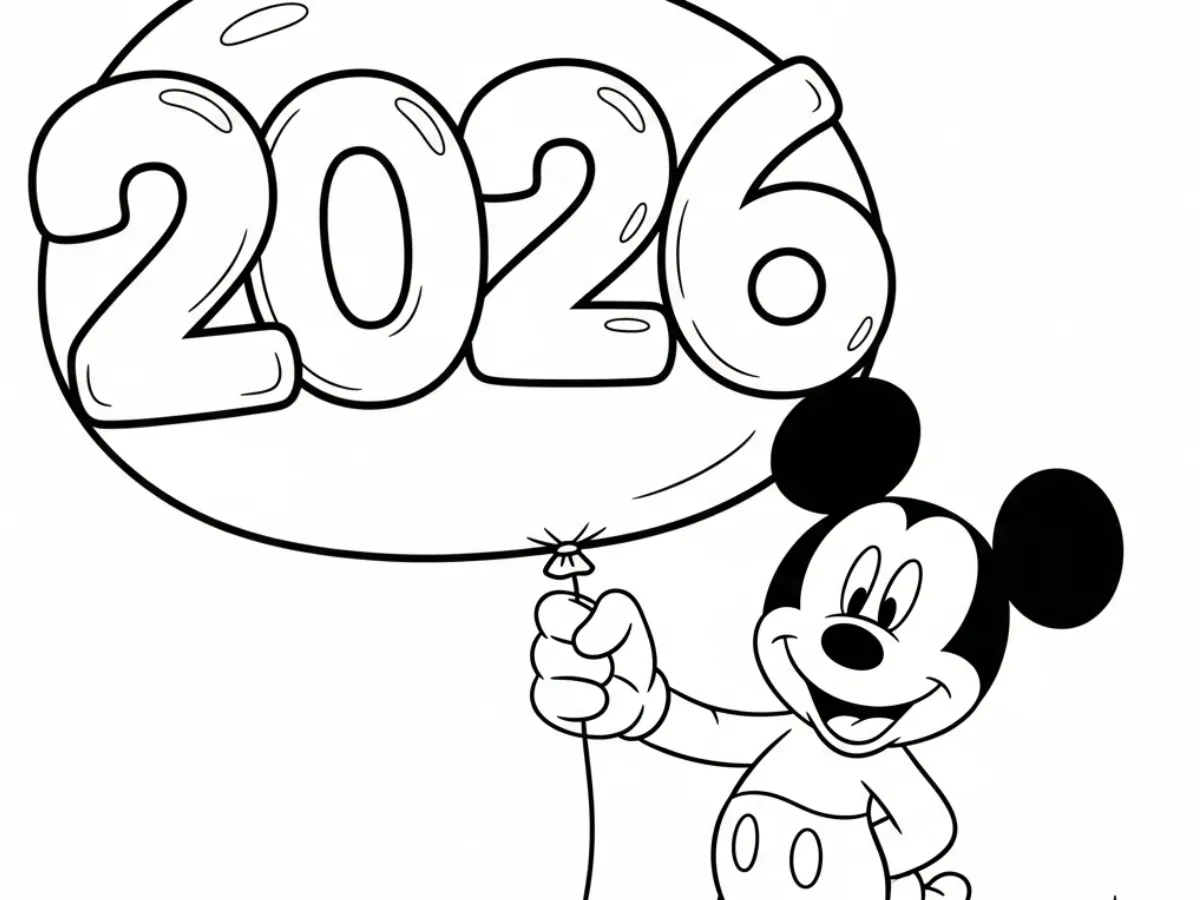 coloriage Nouvel An 2026 et découpage à imprimer 2