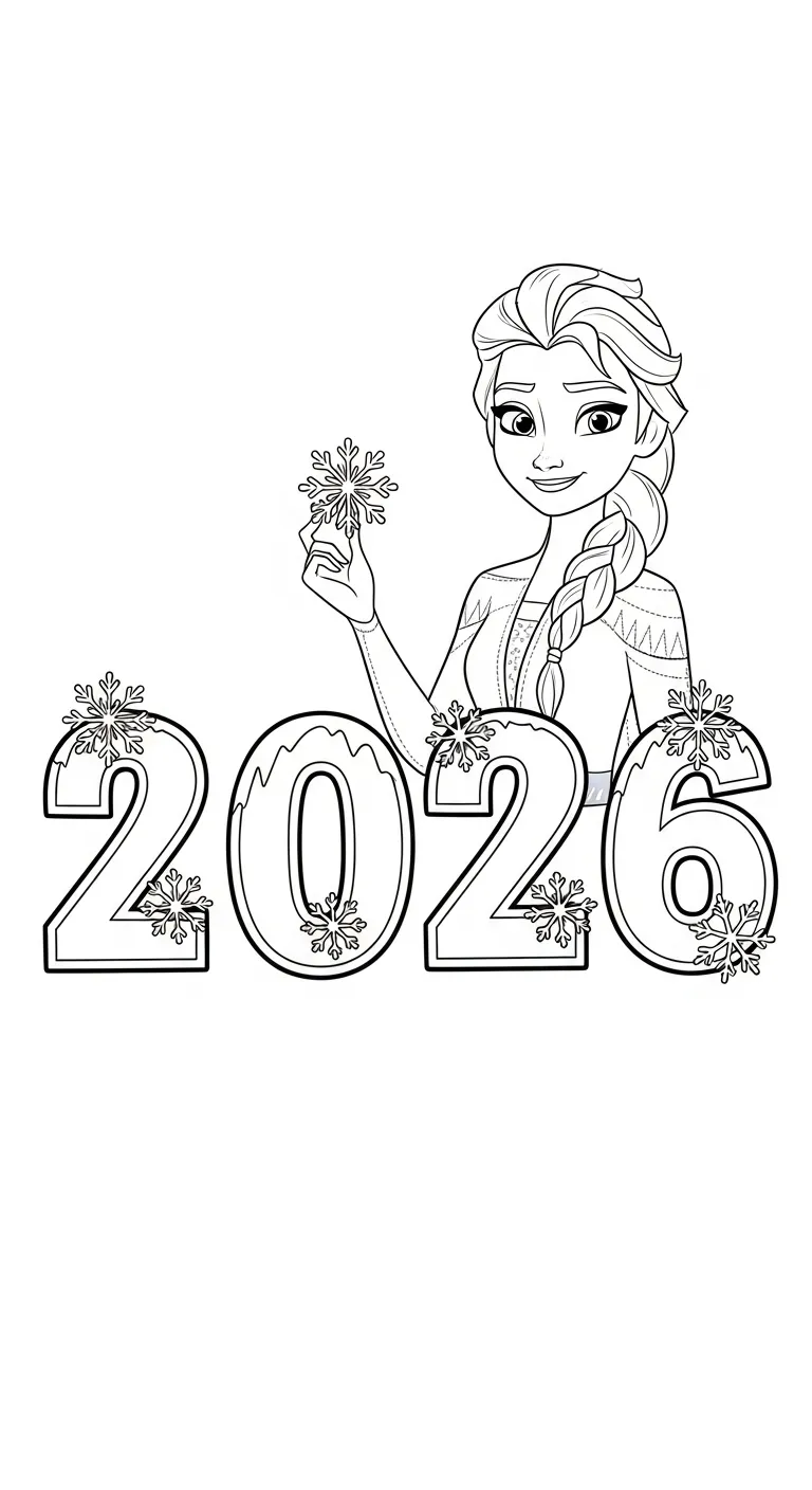 coloriage Nouvel An 2026 à imprimer pour enfant de 3 ans
