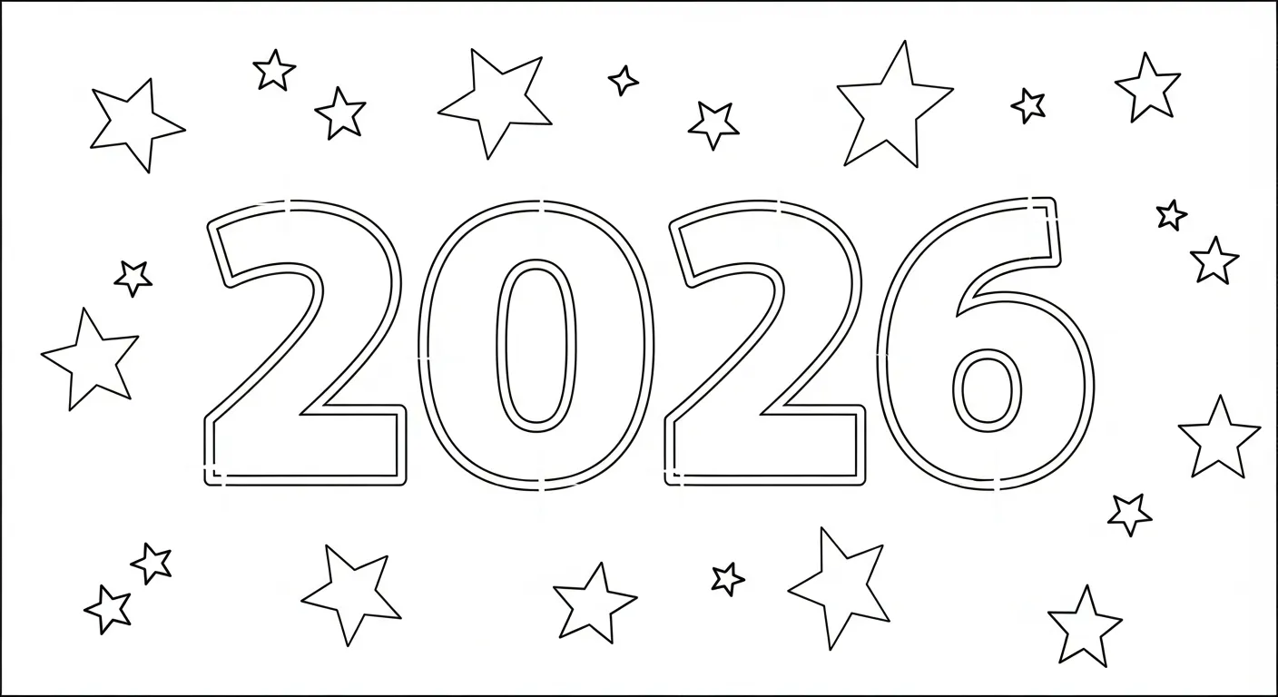 coloriage Nouvel An 2026 et découpage à imprimer