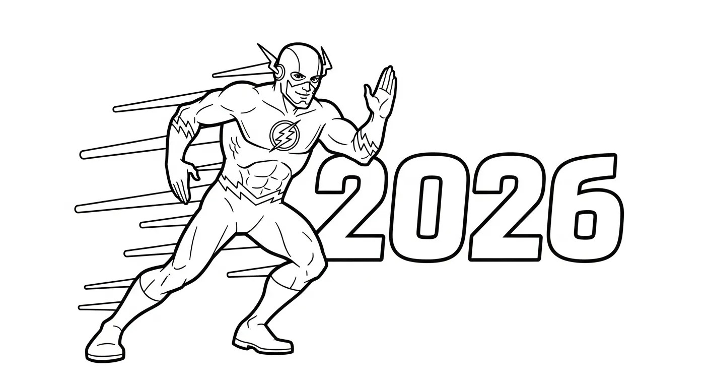 coloriage Nouvel An 2026 à imprimer pour enfant de 9 ans
