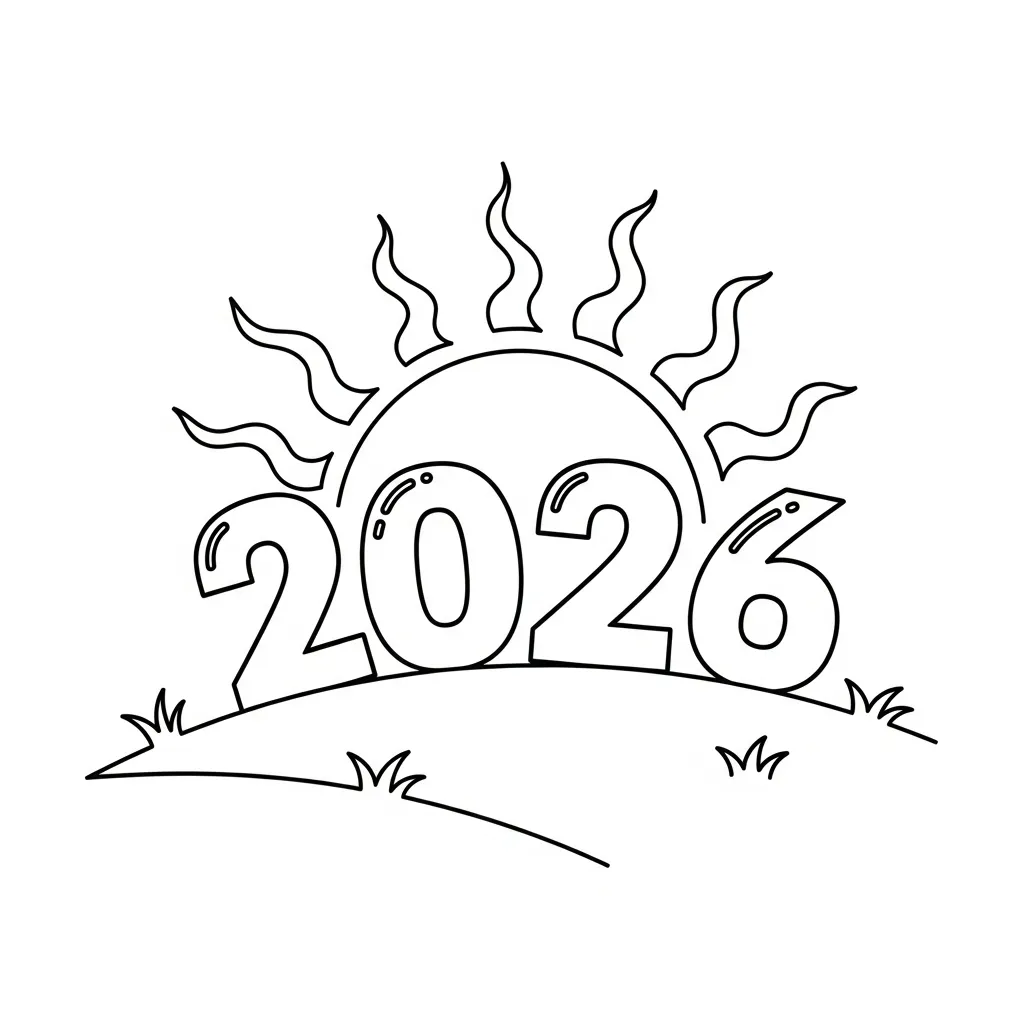 coloriage Nouvel An 2026 en ligne