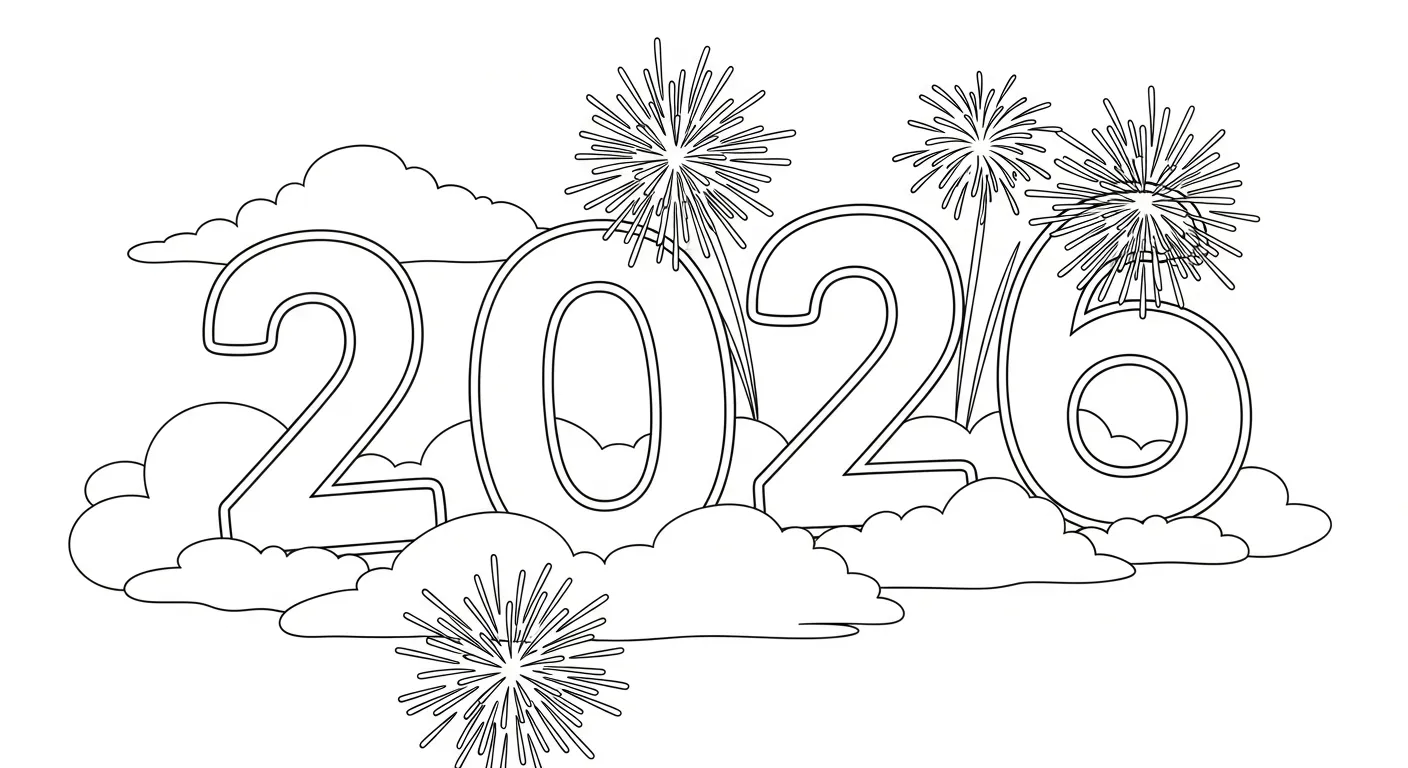 coloriage Nouvel An 2026 gratuit pour enfants