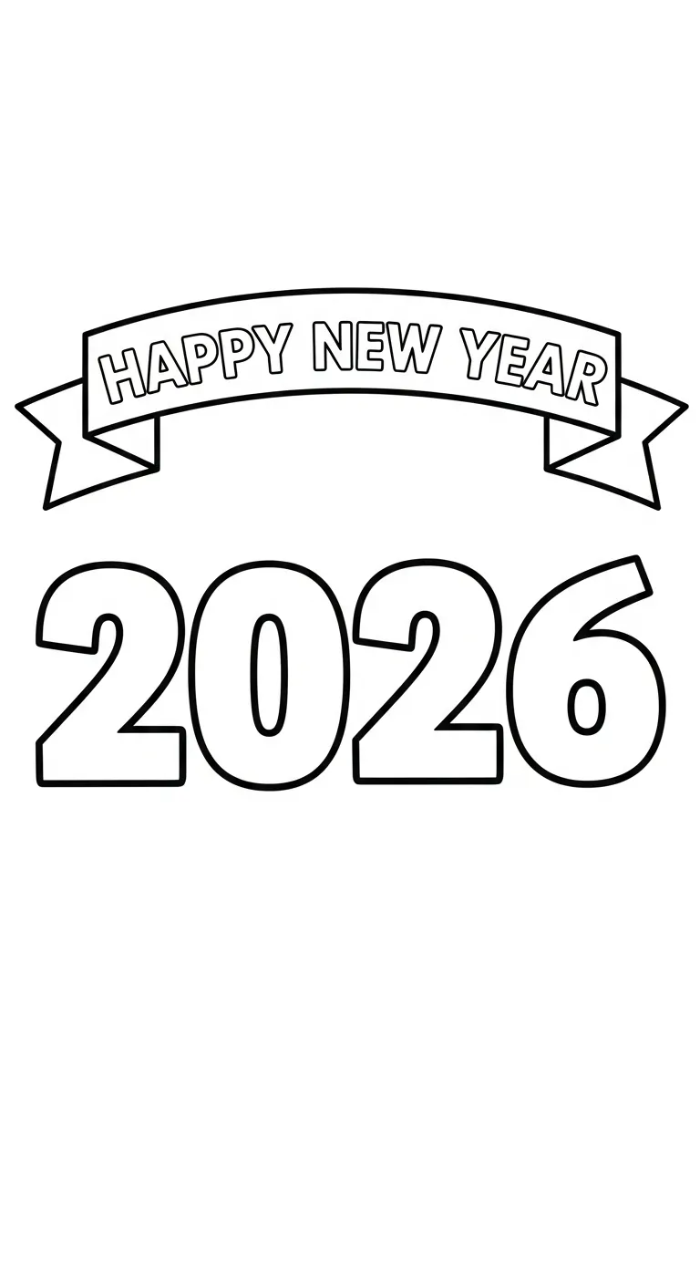 coloriage Nouvel An 2026 a imprimer gratuitement