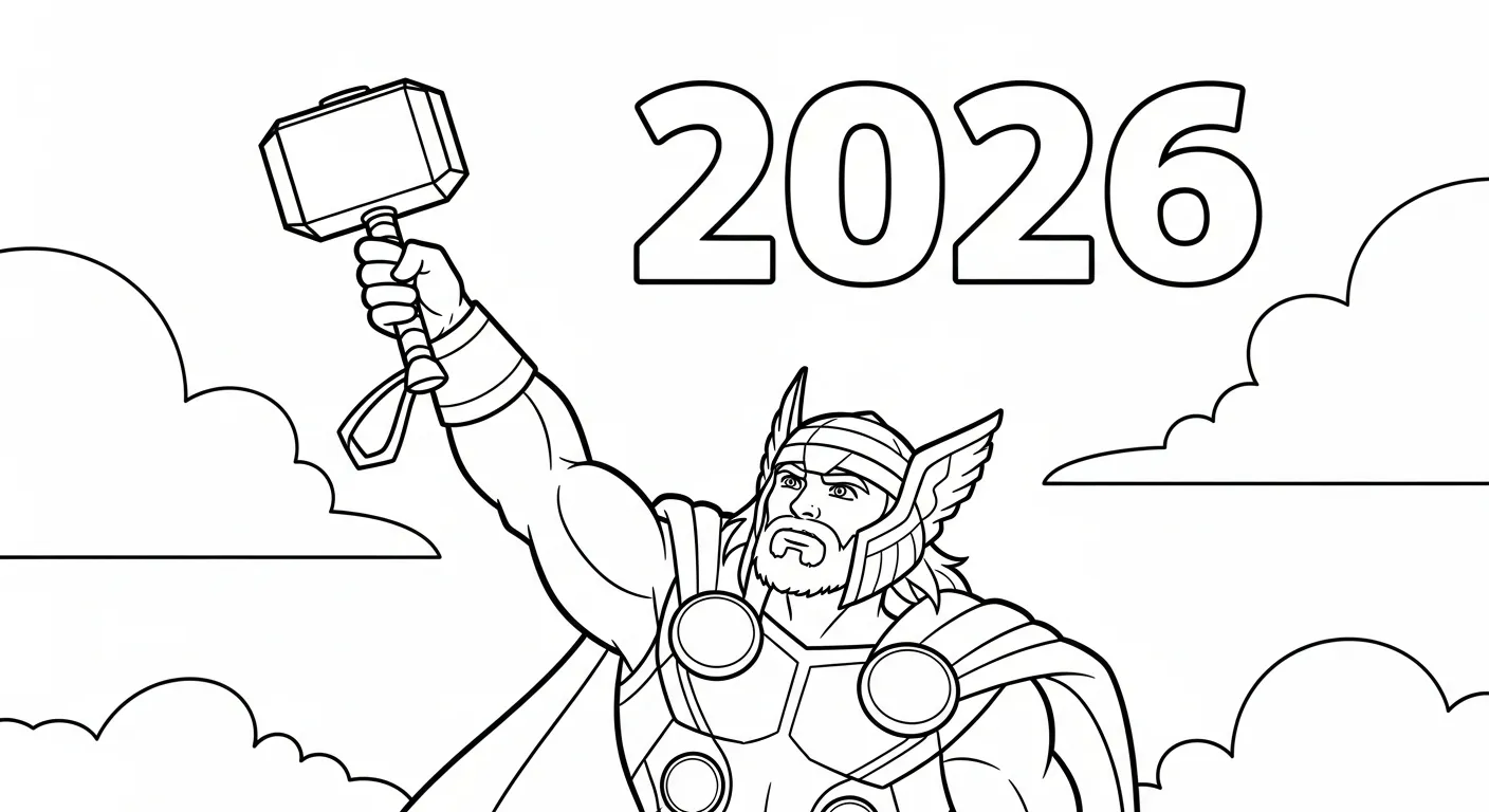coloriage Nouvel An 2026 à imprimer pdf gratuit 1