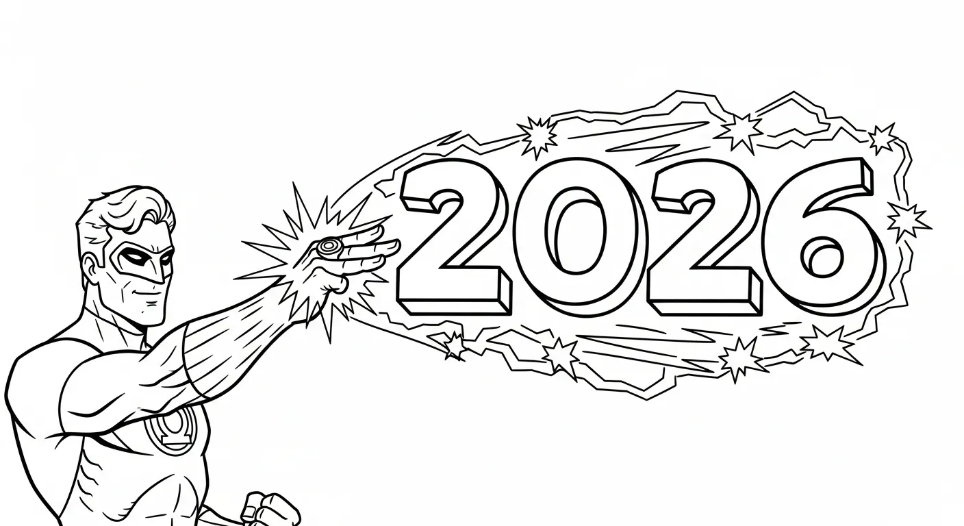 coloriage Nouvel An 2026 en ligne pour enfant