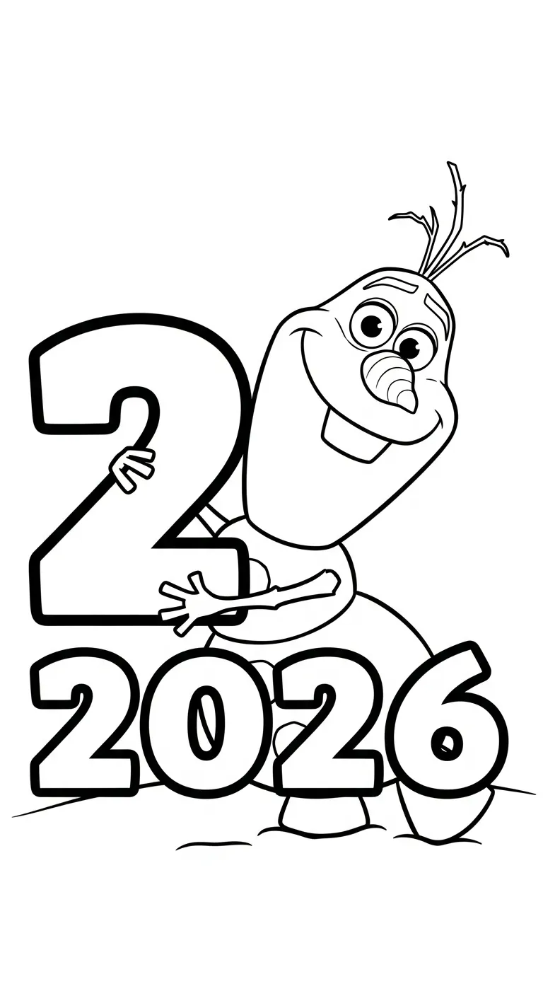 coloriage Nouvel An 2026 à imprimer pour enfant de 4 ans