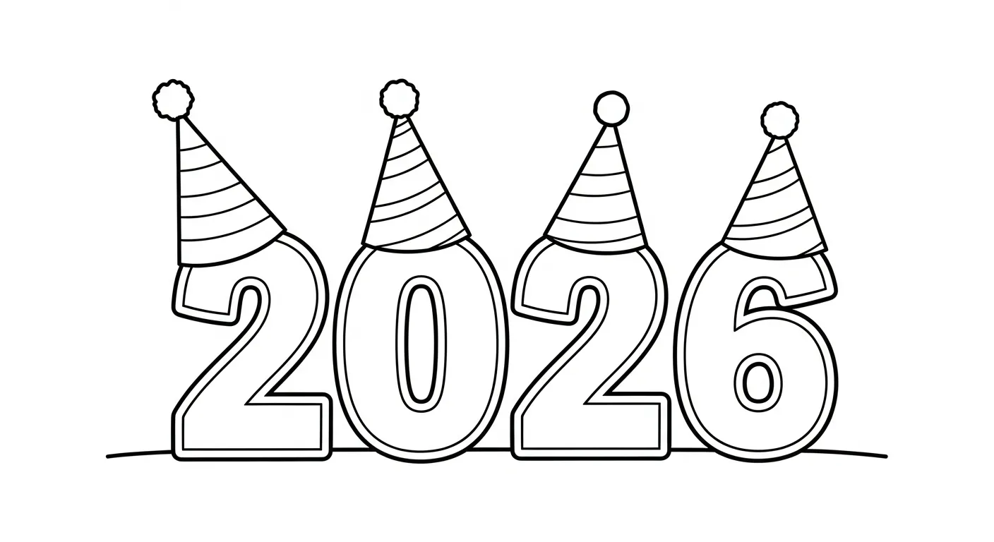 coloriage Nouvel An 2026 a imprimer